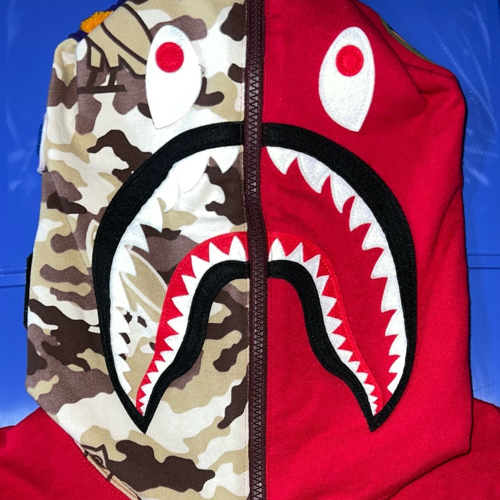OVO x BAPE CAMO SHARK REVERSIBLE FULL-ZIP HOODIE